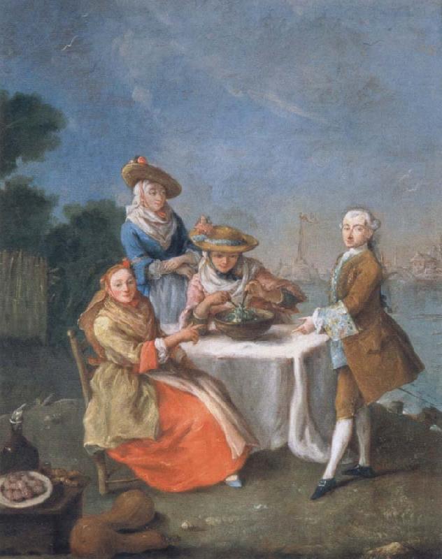 Pietro Longhi In the Gemusegarten at the Flussmundung oil painting image